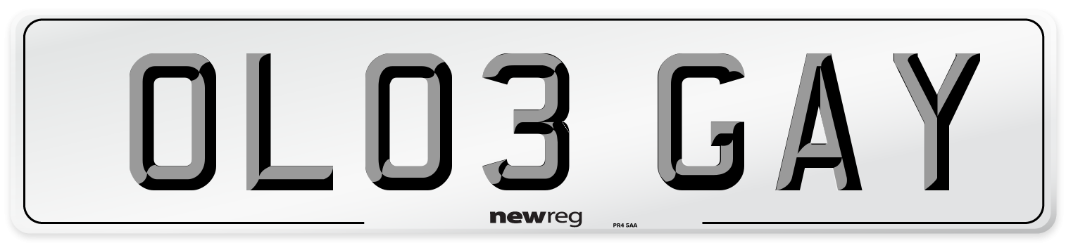 OL03 GAY Number Plate from New Reg
